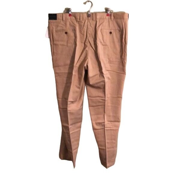 NWT Men’s Brooks Brothers Clark Fit Pants 42W x 32L Tan Flat Front - Picture 2 of 6